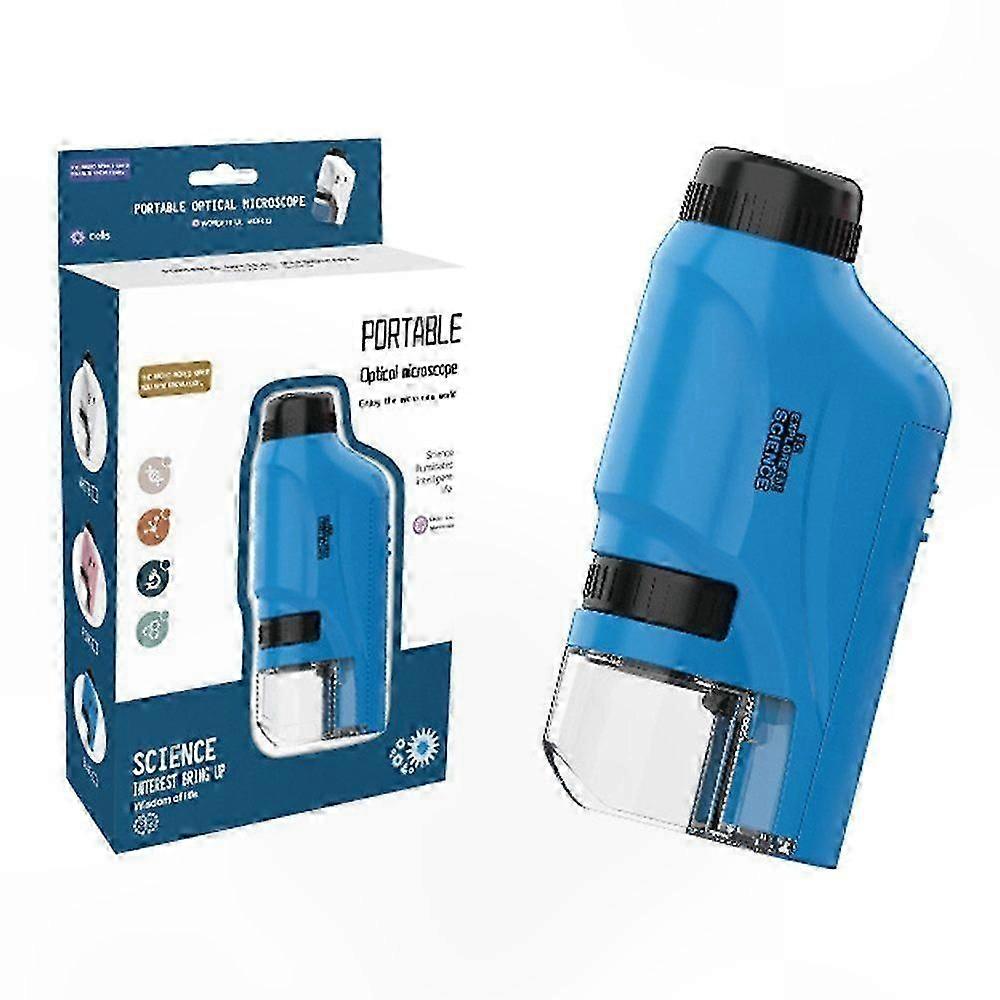 Kids Mini Pocket Microscope with LED Light, 60-120X Magnification Portable Microscope for Children Exploration and Learning