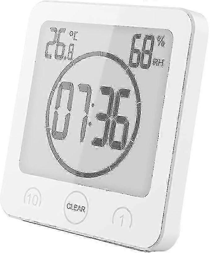 Bathroom Clock Digital Alarm Clock With Suction Cup White