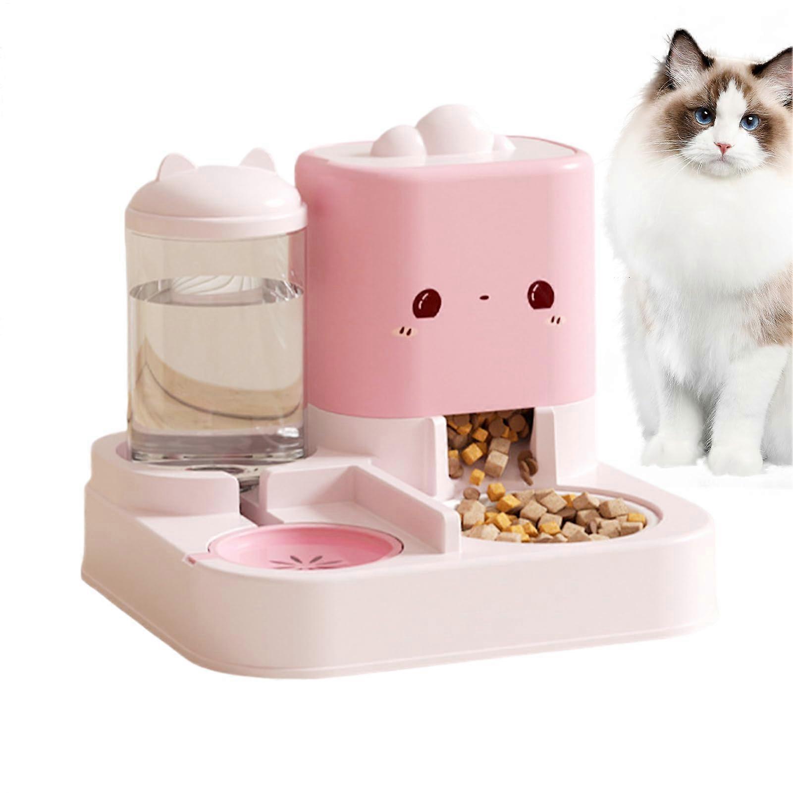 Automatic Cat Feeder Large Capacity Cat Food Dispenser, Plasticc Pet Feeder For Small To Medium Dogs And Cats, Pink
