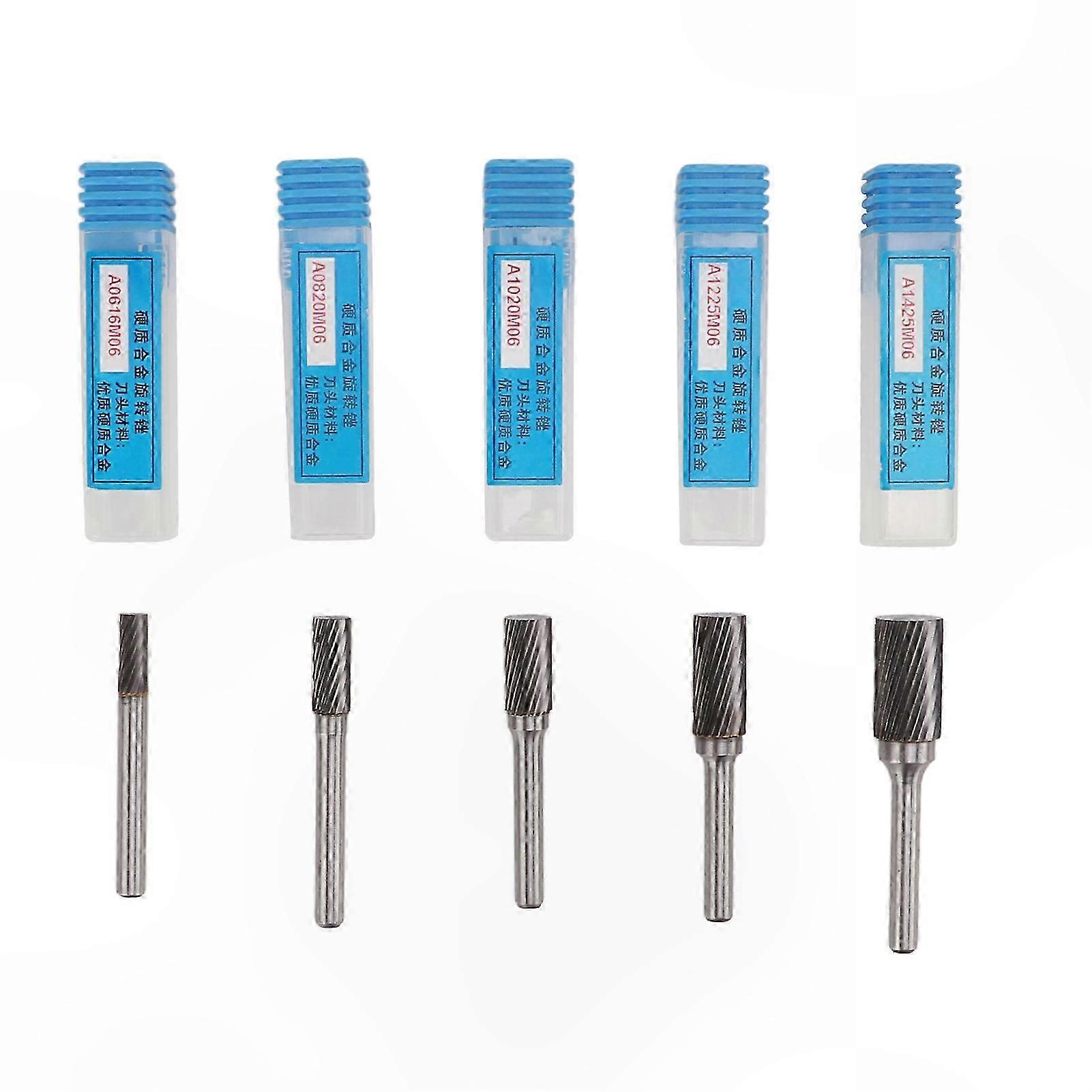 5-Piece Carbide Burr Set with 6mm Shank for Engraving, Polishing, and Drilling Applications