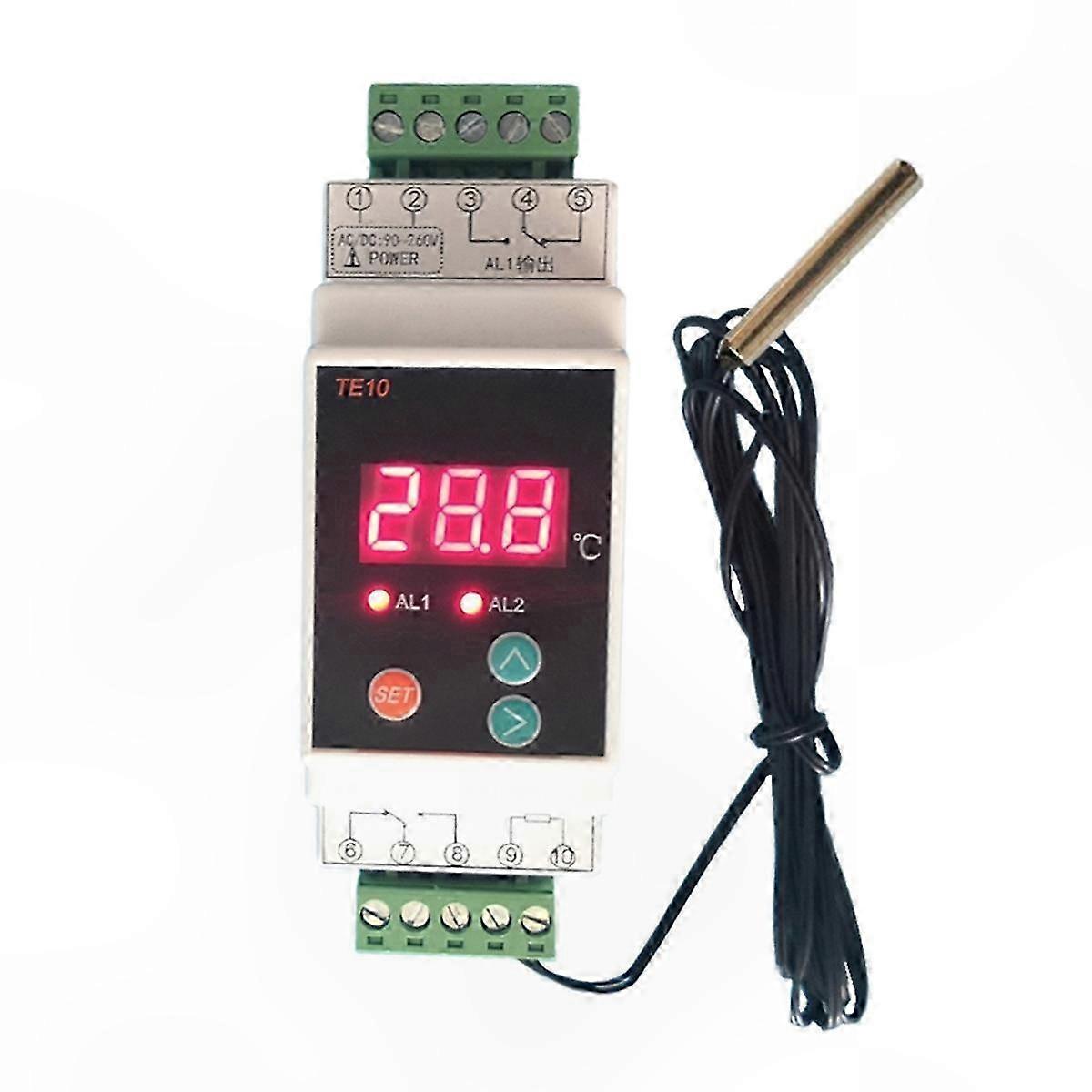 Temperature Controller with DIN Rail Mount, -40-110℃ Range, Dual Output, 7A/250V