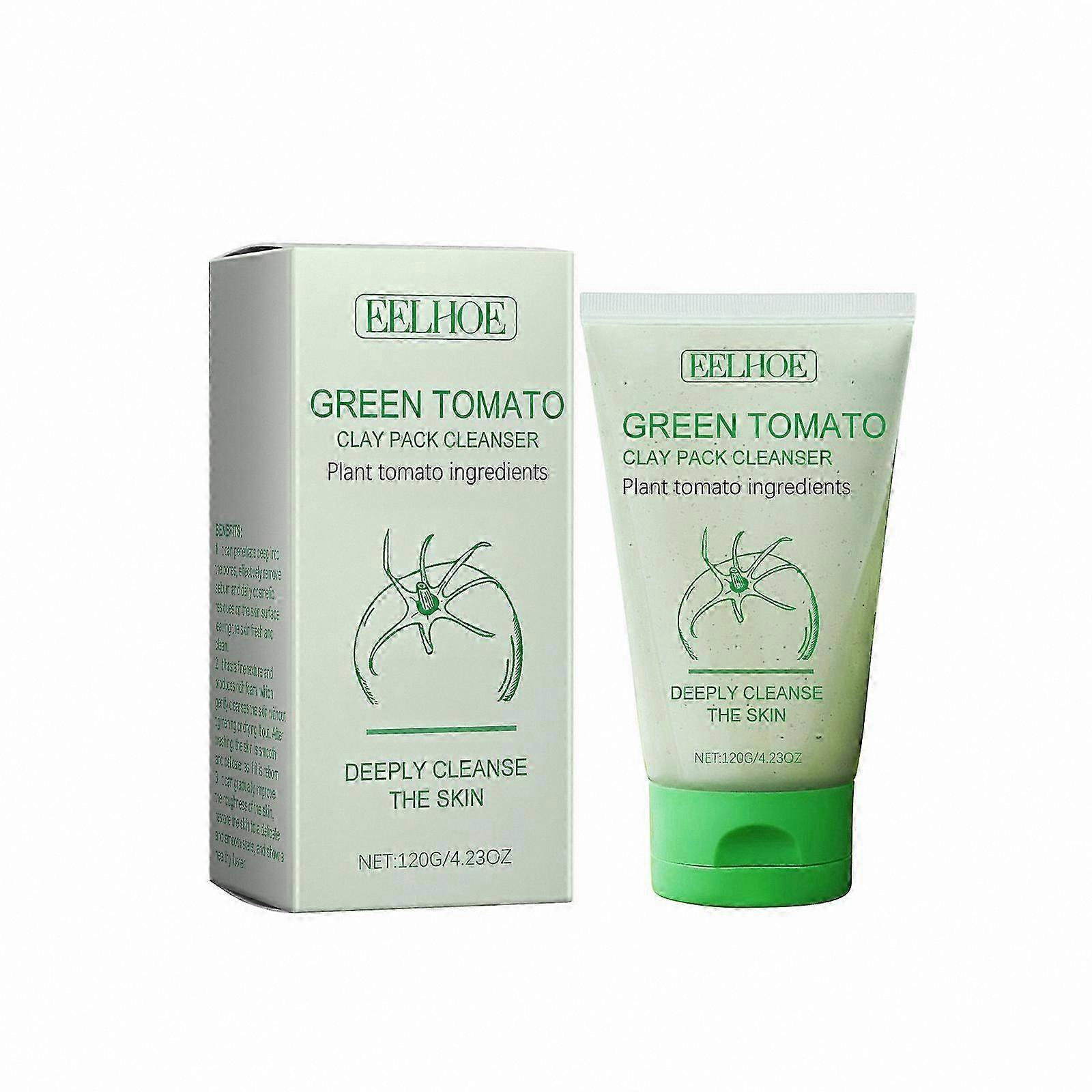Green Tomato Facial Clay Mask Cleanser for Deep Pore Cleansing and Skin Detoxification Solution