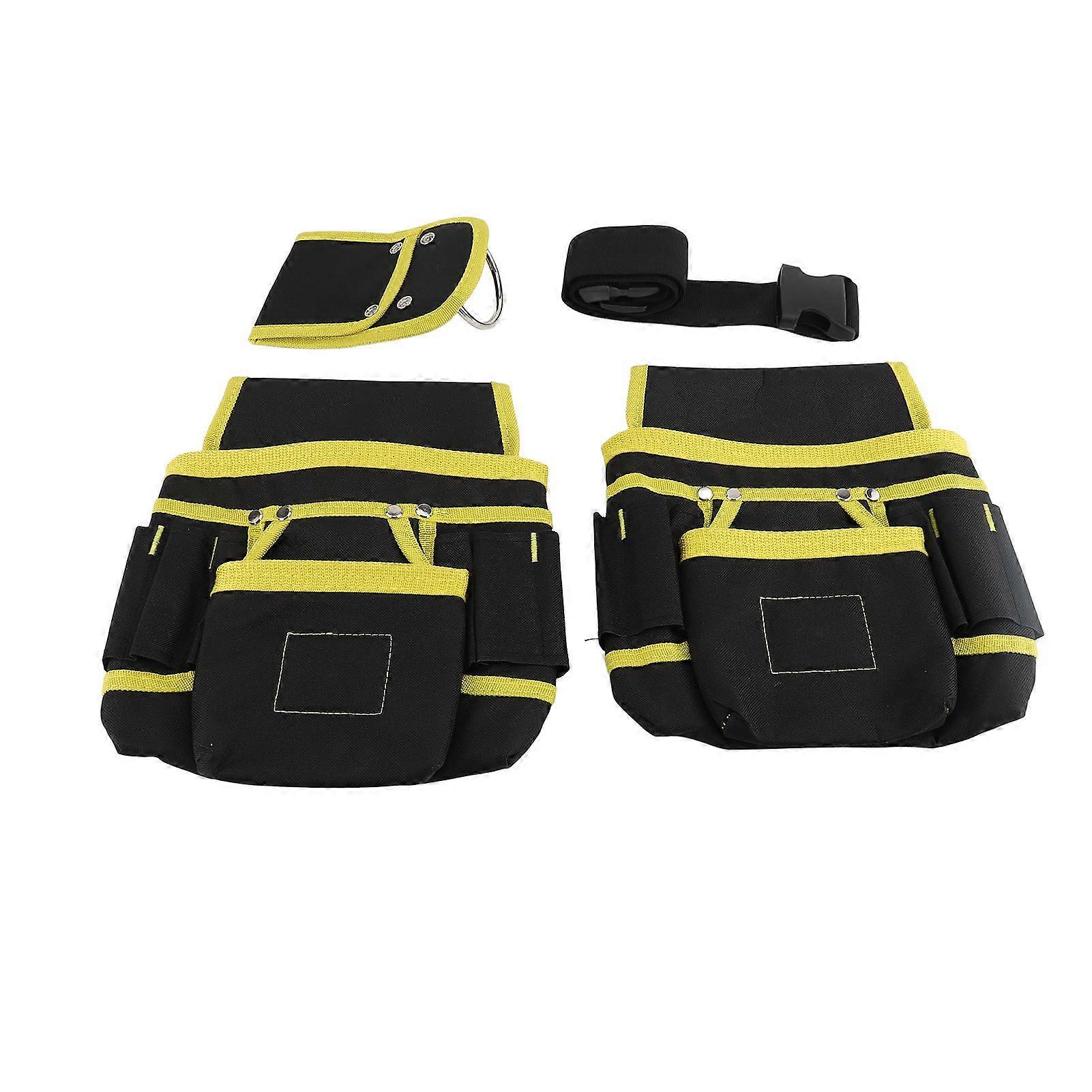 Tool Waist Pouch Oxford Fabric Multi Pocket Magnetic Adjustable Tool Bag for Repair Maintenance Yellow
