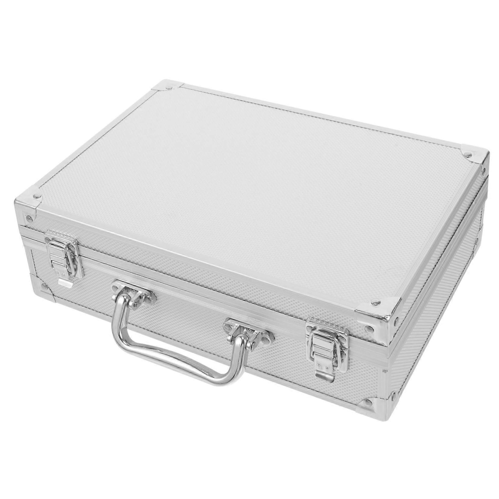 Portable Aluminum Toolbox Nail Technician Case Lockable Lid 29x21x9 cm Silver