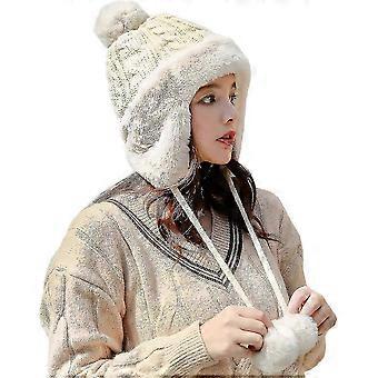Kvinder Peruviansk øreklap hue Strikket Pom vinter sne ski hat med fleece foret C-YUHAO