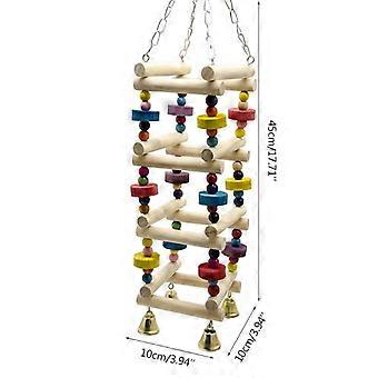 Hölzerner Vogel Papagei Schaukel Leiter Spielzeug Kletterständer Barsch mit Glockenspielplatz Bunte Vogelspielzeug