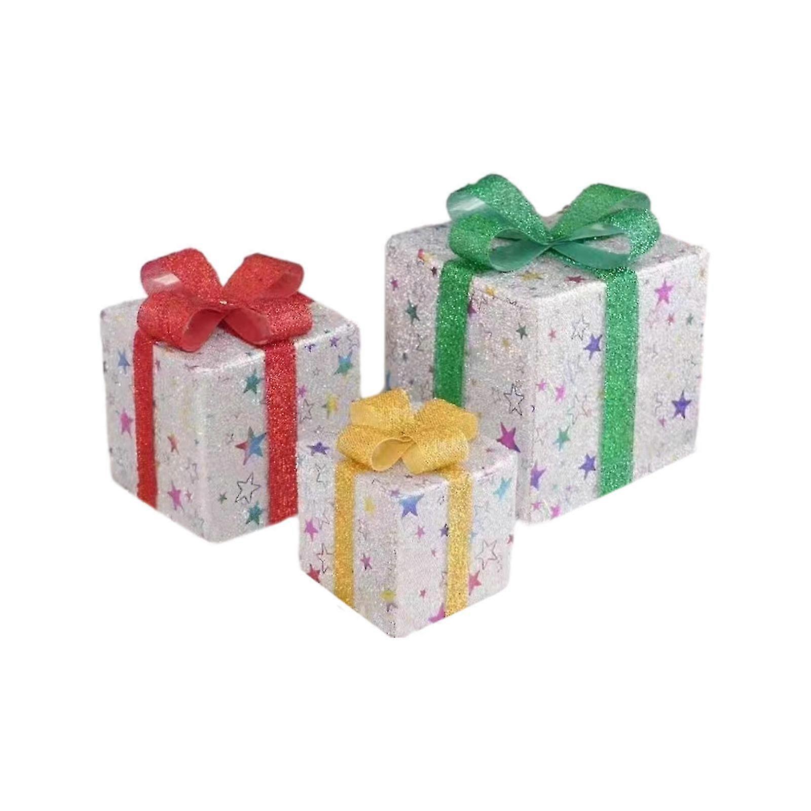 Decorative Boxes with Remote Control for Bedroom Christmas Decorations: LED Lighted Boxes, Outdoor Up Christmas Boxes Present Set of 3