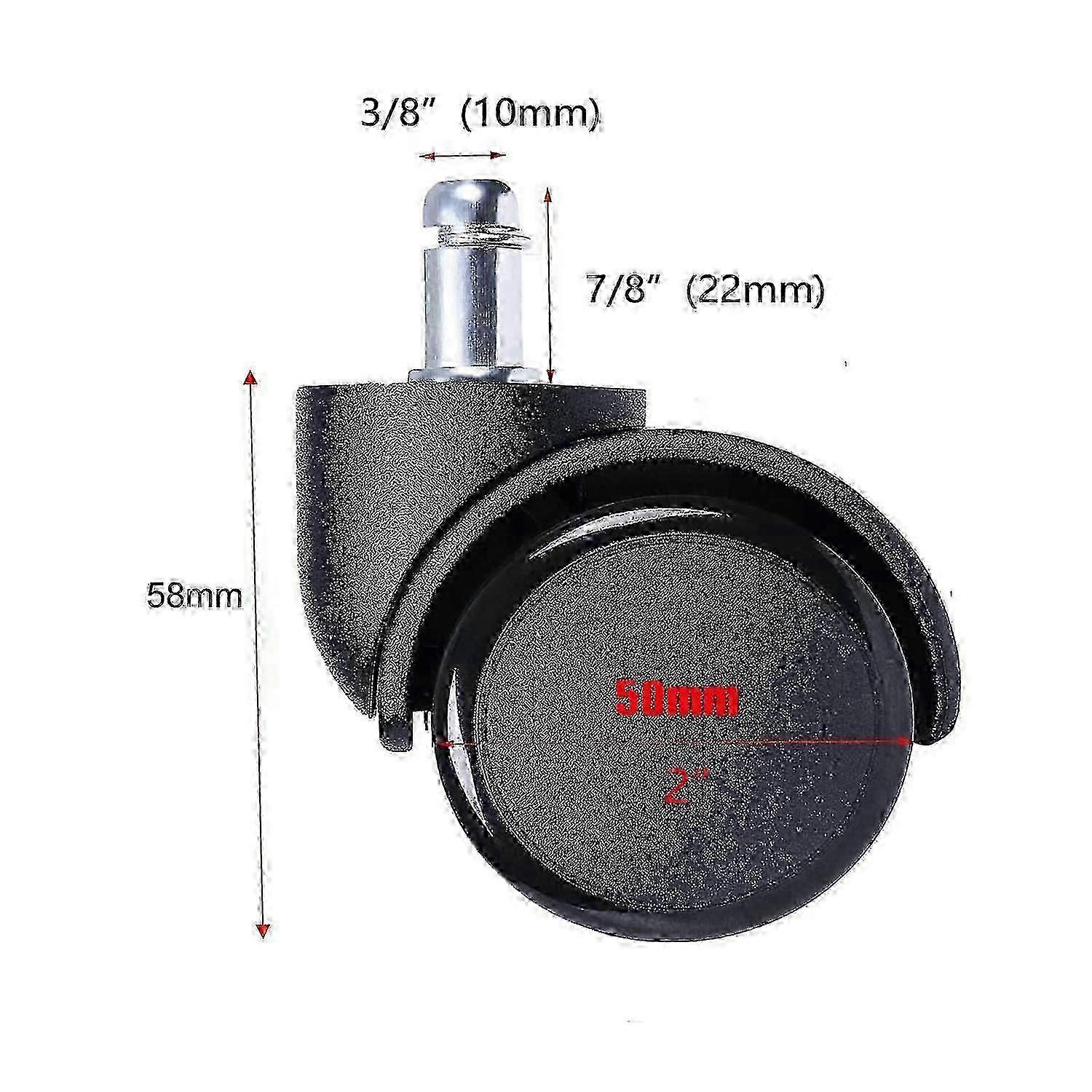 2025 10mm Stem Caster Wheels Rubber Chair Replacement Wheels