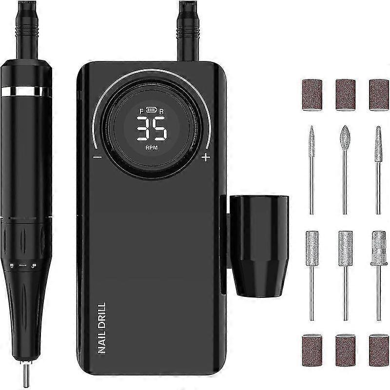 Professional Rechargeable Electric Nail Drill Machine 35000 Rpm With 6 Bits And Lcd Display Powerful