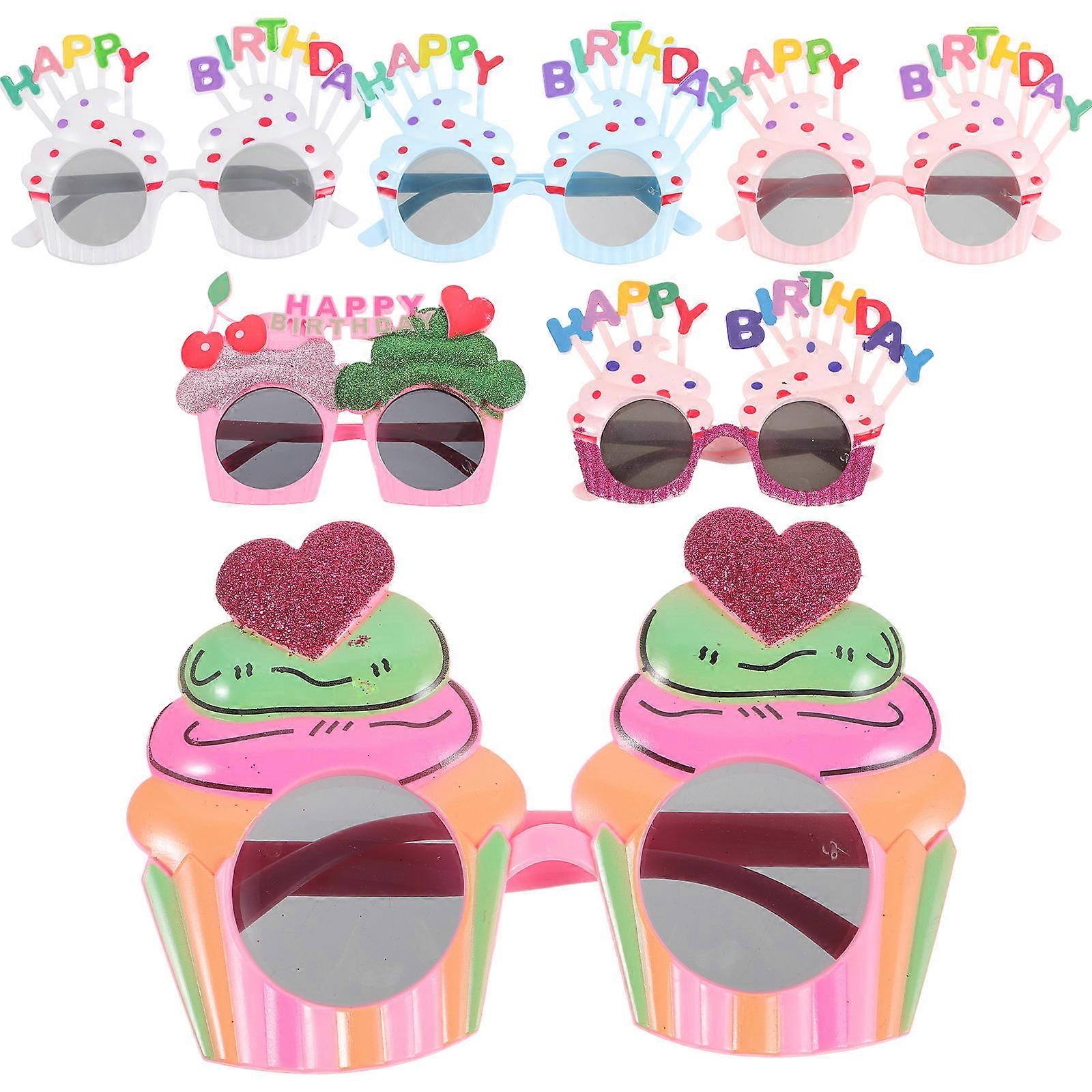 Birthday Party Glasses Photo Props for Fun Decoration 6Pcs Set