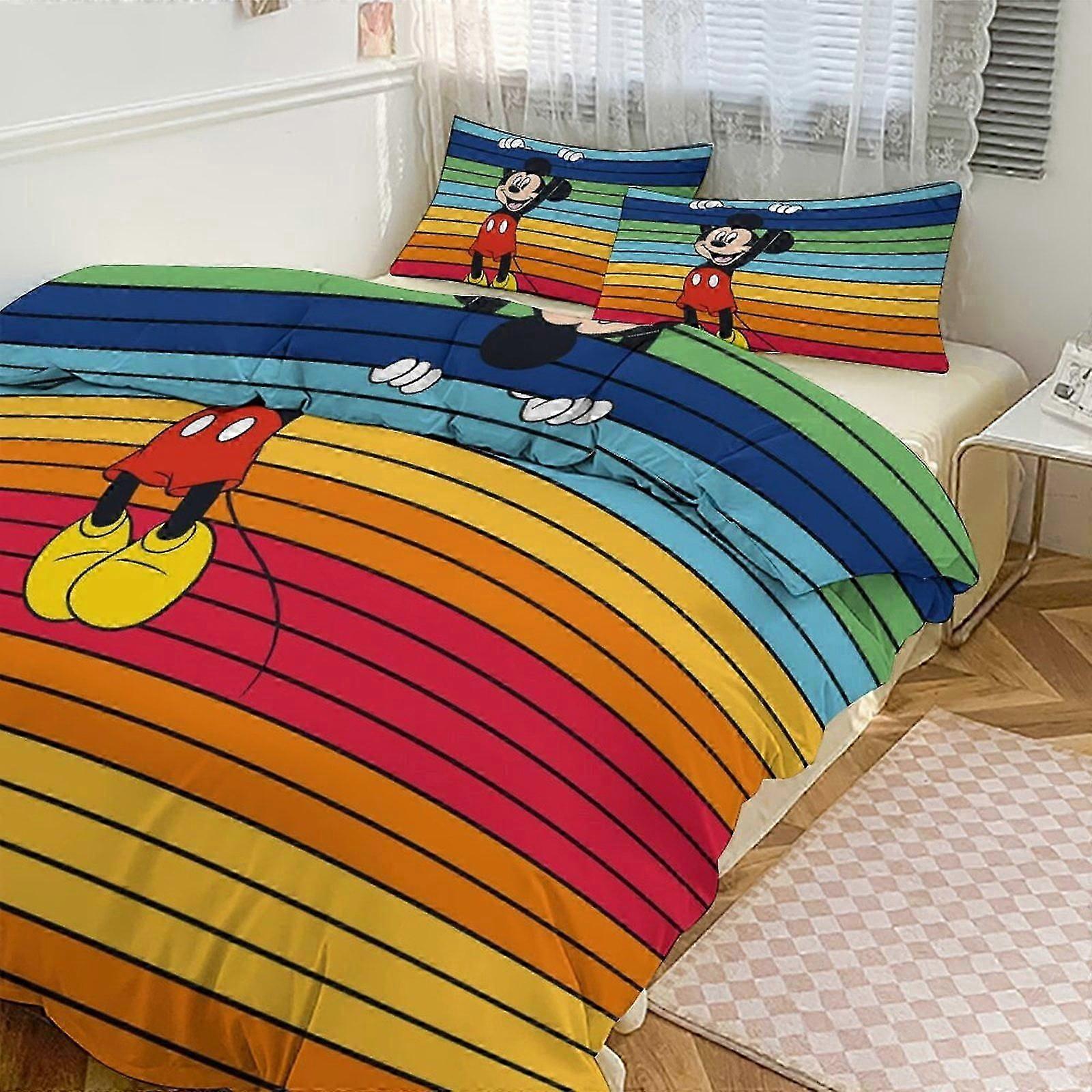 Bed Sheets Mickey Print Bedding Set Pattern Duvet Cove Set 3 Pieces 1 Quilt Cover And 2 Pillowcases for Women Men Teens Multiple sizes to choose from