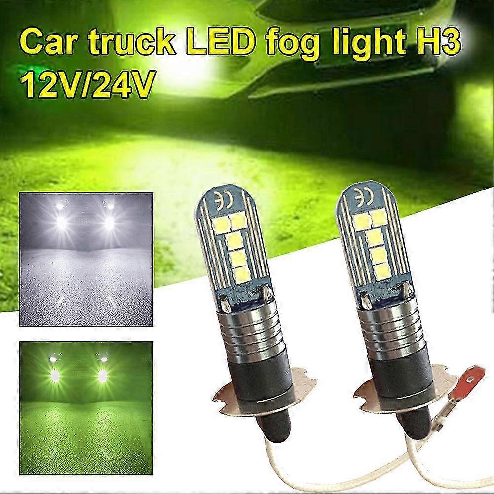 2pcs H3 Led car light Fog 6000K Super Bright 3030 Chips Auto Fog Lamp Day Running Auto DRL Plug Play DC 12V White Green