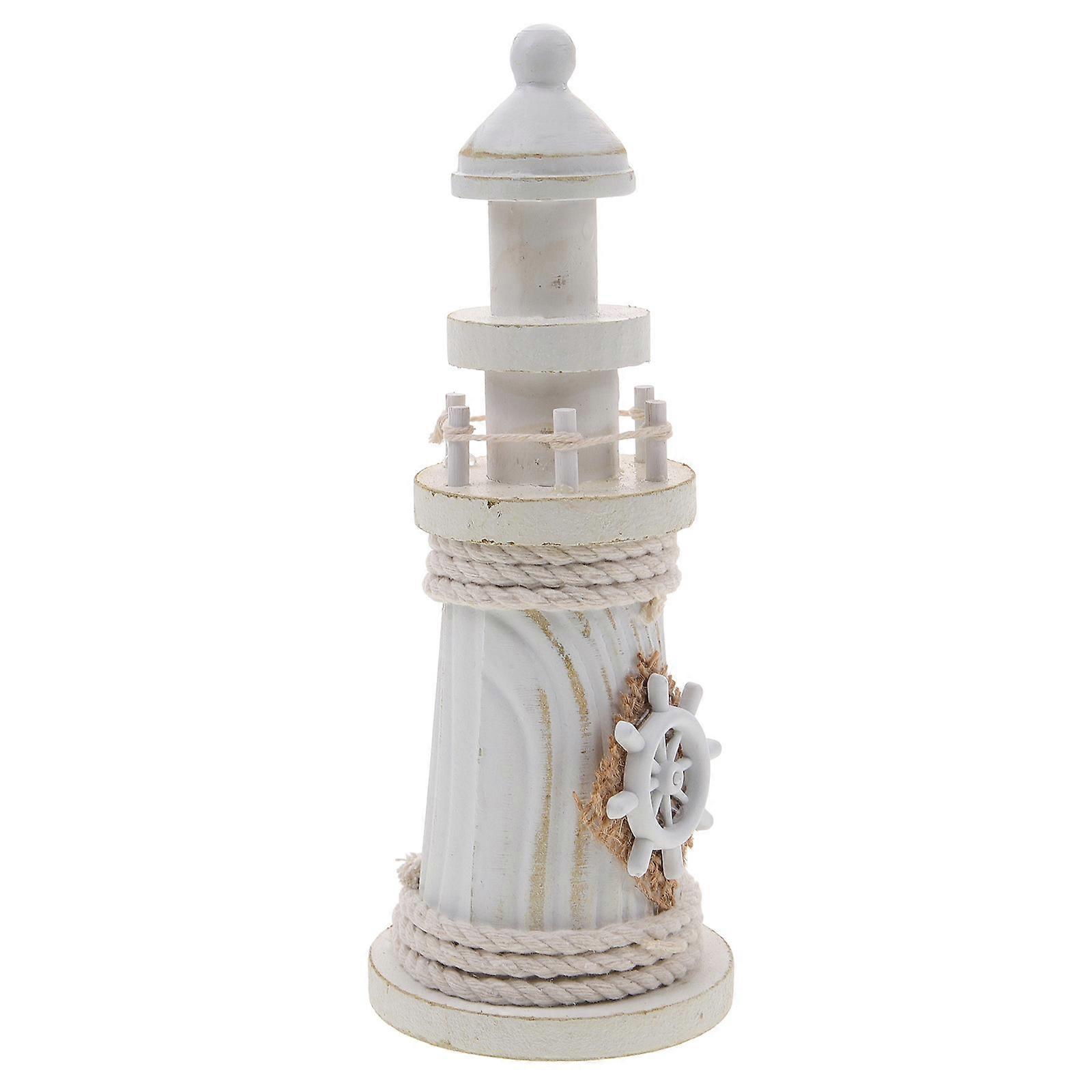 Nautical Wooden Lighthouse Ornament for Decoration 3Pcs Tabletop Set