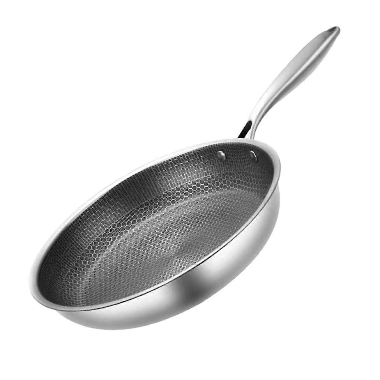 NonStick Honeycomb Stainless Steel Frying Pan Flat Bottom For Eggs And Steaks Induction Compatible Lightweight Cookware