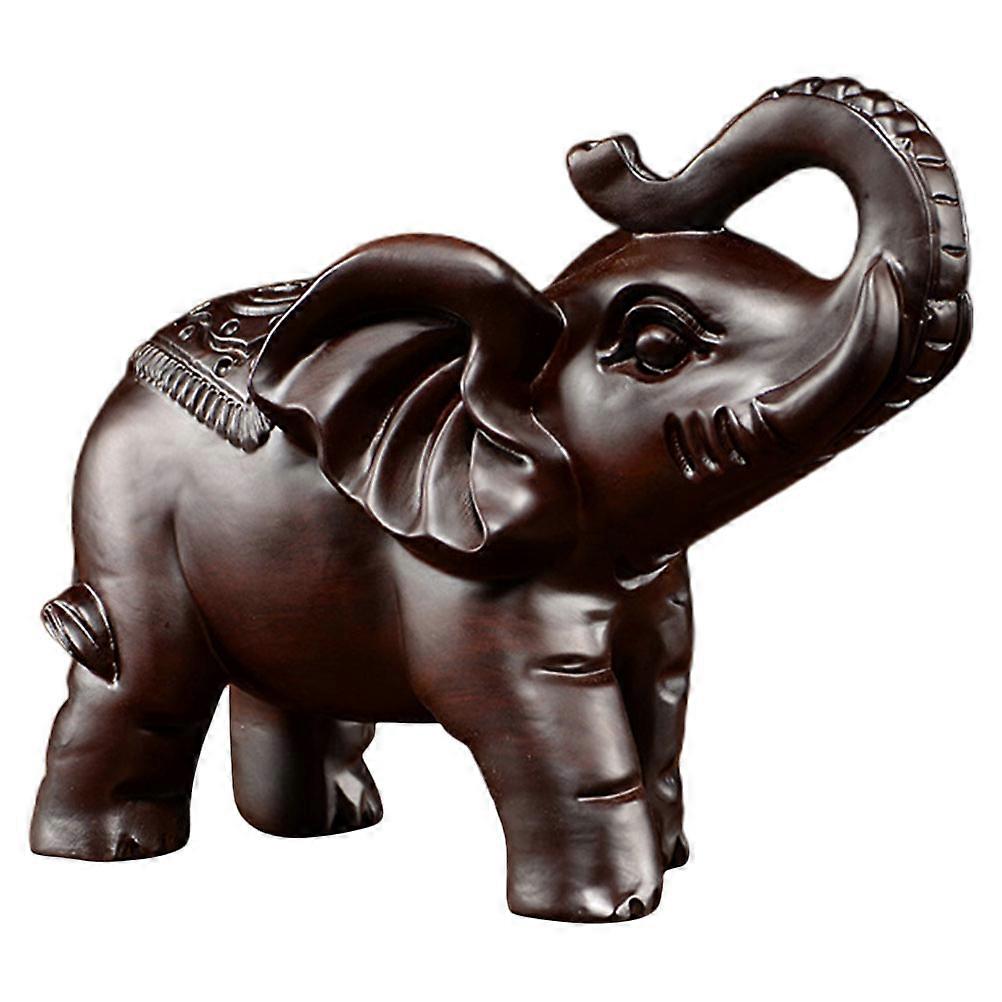 Elephant Ornament Wood Craft for Desktop 4Pcs Handcrafted Wooden Elephant Set
