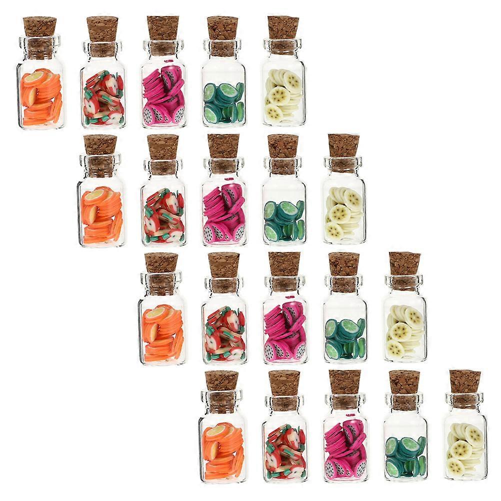 Dolly House Fruit Jar for Decor 20Pcs Glass Miniature Fruit Jar Playing Set