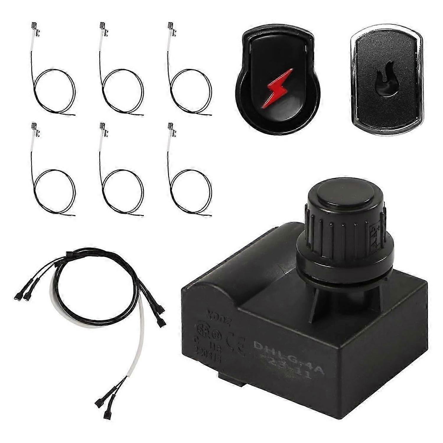 Ignition Kit for Charbroil Gas Grills, 4 Outlet Ignitor Module Replacement with Wires and 2 Push But