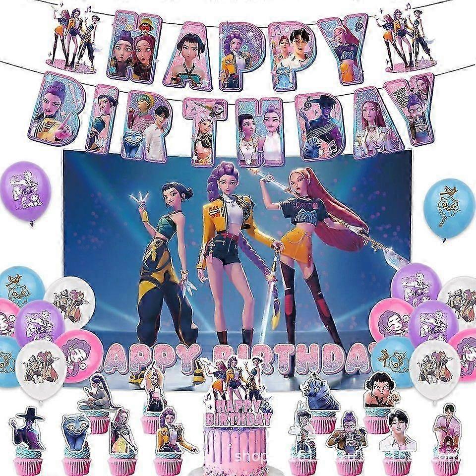 Kpop Łowcy demonów Fani Baner Balony Toppery na tort Dekoracje urodzinowe B