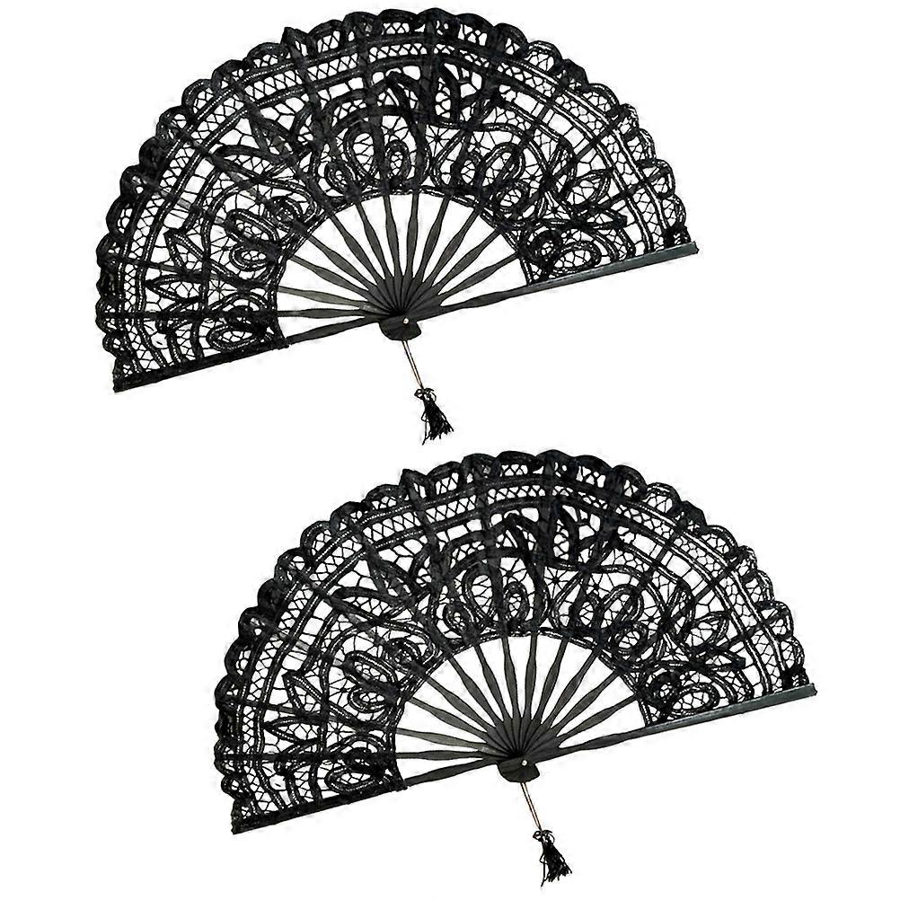 Vintage Folding Fan For Dance Performance Cosplayer Accessory 27Cm Diameter Practical 2Pcs