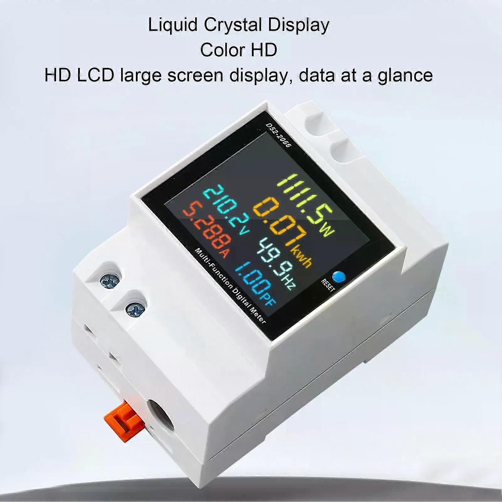 Electricity Single Phase Energy Meter Automatic Data Saving HD Color LCD Display Digital Power Voltmeter Ammeter for Apartment