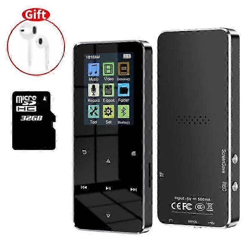 NEW1.8 Inch Metal Touch MP3 MP4 Music Player Bluetooth 4.2 Supports Card, with FM Alarm Clock Pedometer e-Book Built-in Speaker 2025