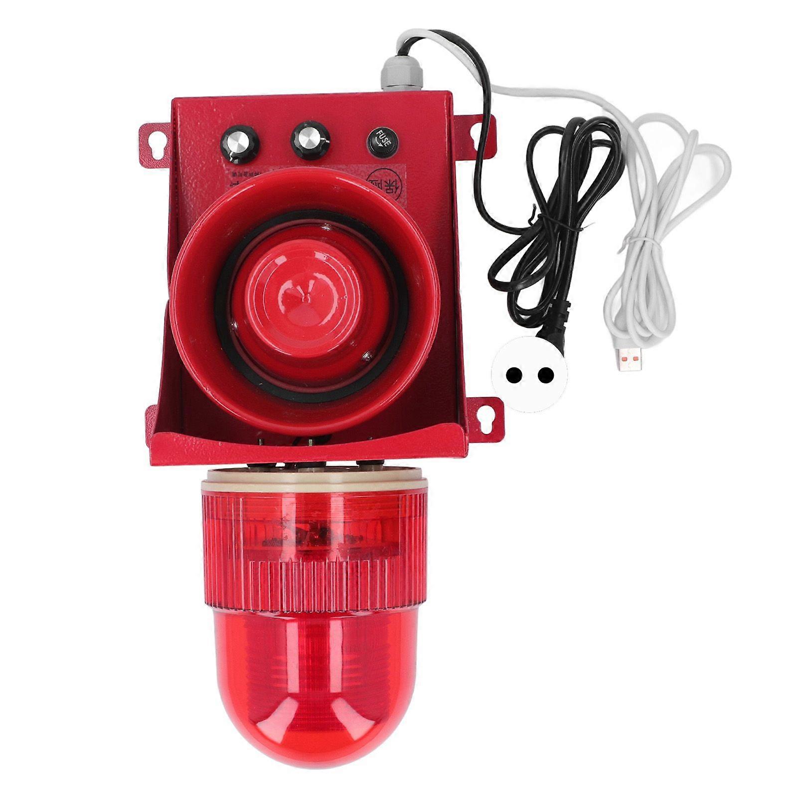 Industrial Siren Alarm 40W 130dB High Decibel Strong Brightness IP65 Waterproof LED Strobe Horn Alarm EU Plug 220V
