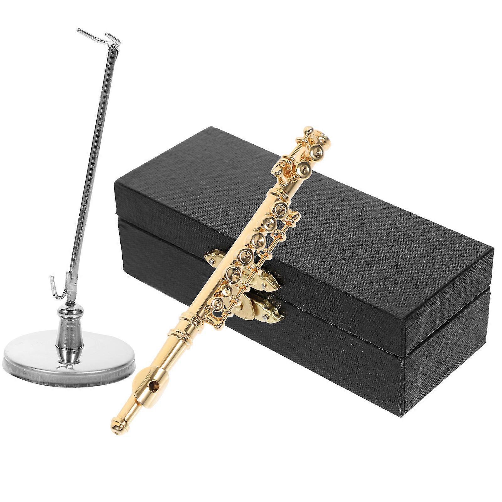 Mini Flute Golden Metal Model 3Sets for Realistic Desktop Decor