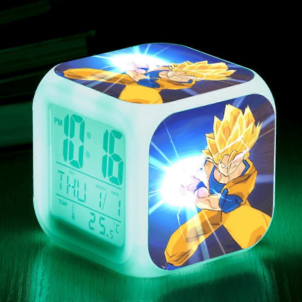 Despertador Digital HANNTAOO Kids com Padrão Dragon Ball, LED de 7 Cores, Termômetro, Luz Noturna - Compatível com HTNL#1214