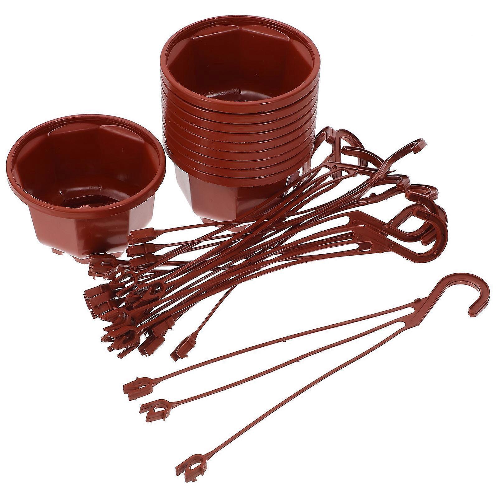 Plastic Hanging Planter Flower Pots for Storage 40Sets Brown Durable Material