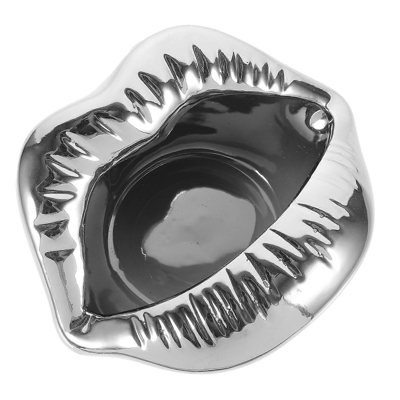 4Pcs Silver Lip Ceramic Ashtray for Cigarettes with Unique Creative Design