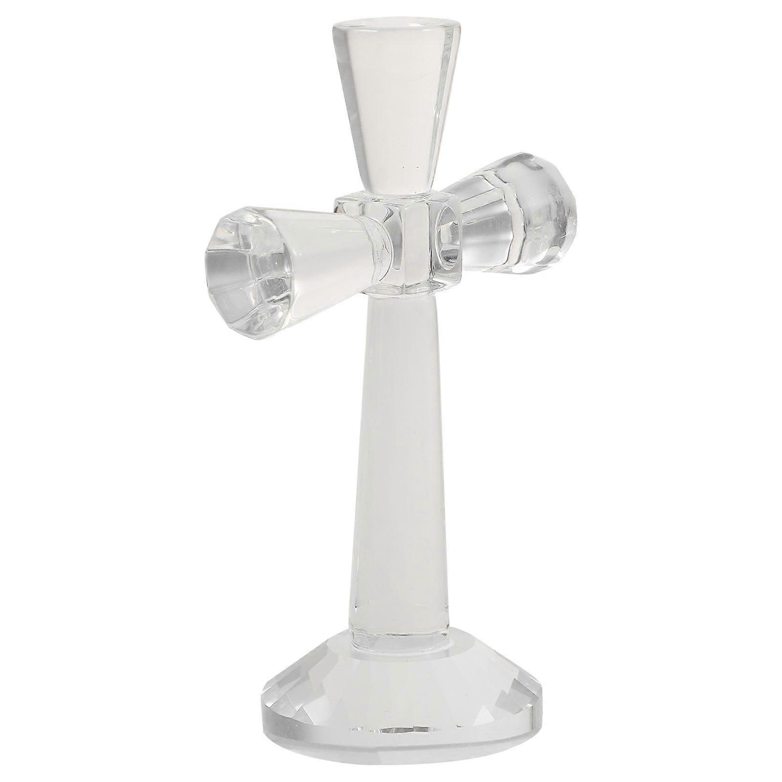 Crystal Cross Ornament for Decor 2Pcs Transparent Cross Shaped Decoration