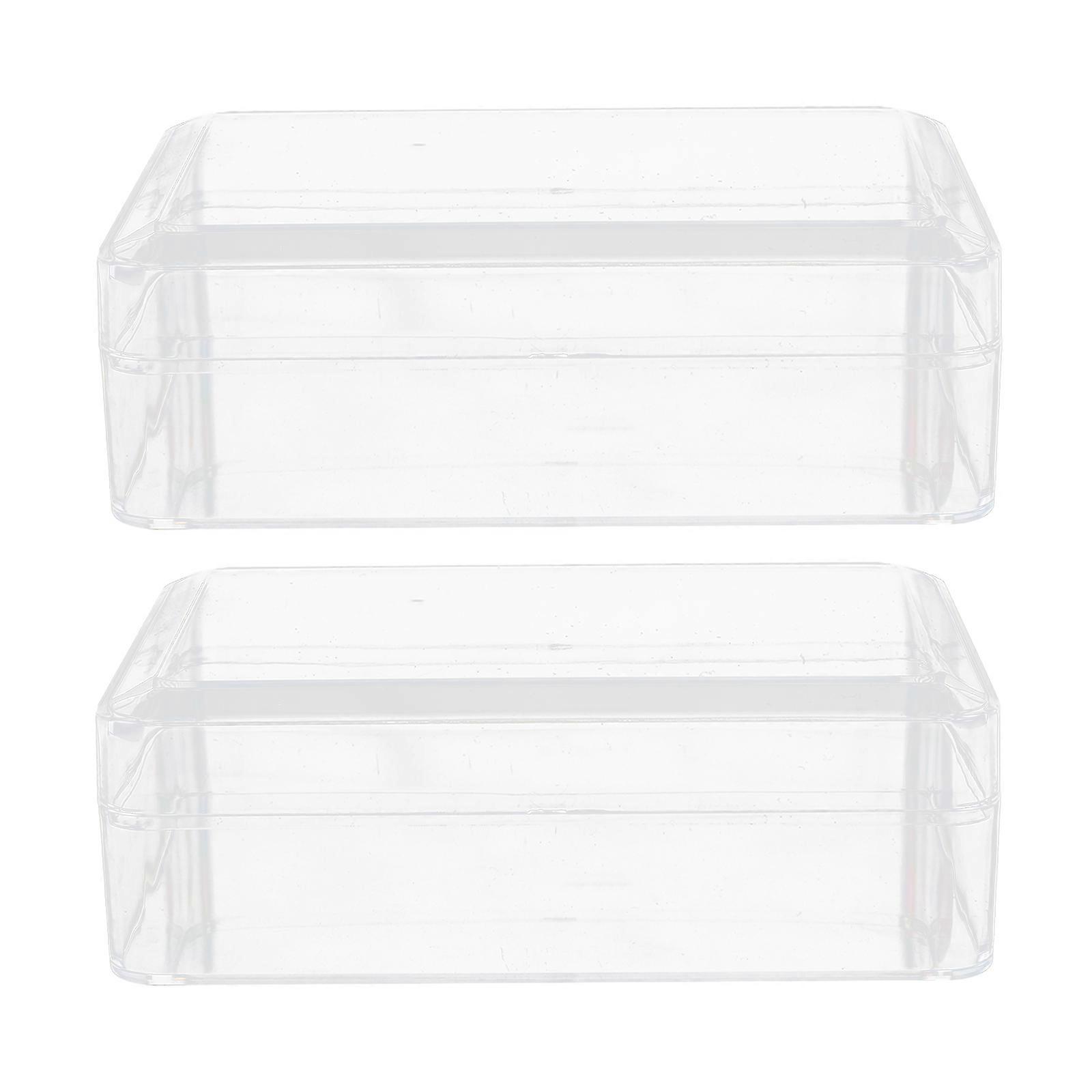 Transparent Packing Box Rectangular Storage Boxes for Snack 2Pcs with Cover
