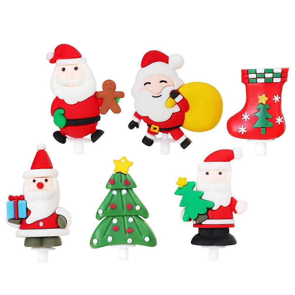 Santa Cake Inserts Christmas Cake Toppers for Decorating 12Pcs Assorted Colors