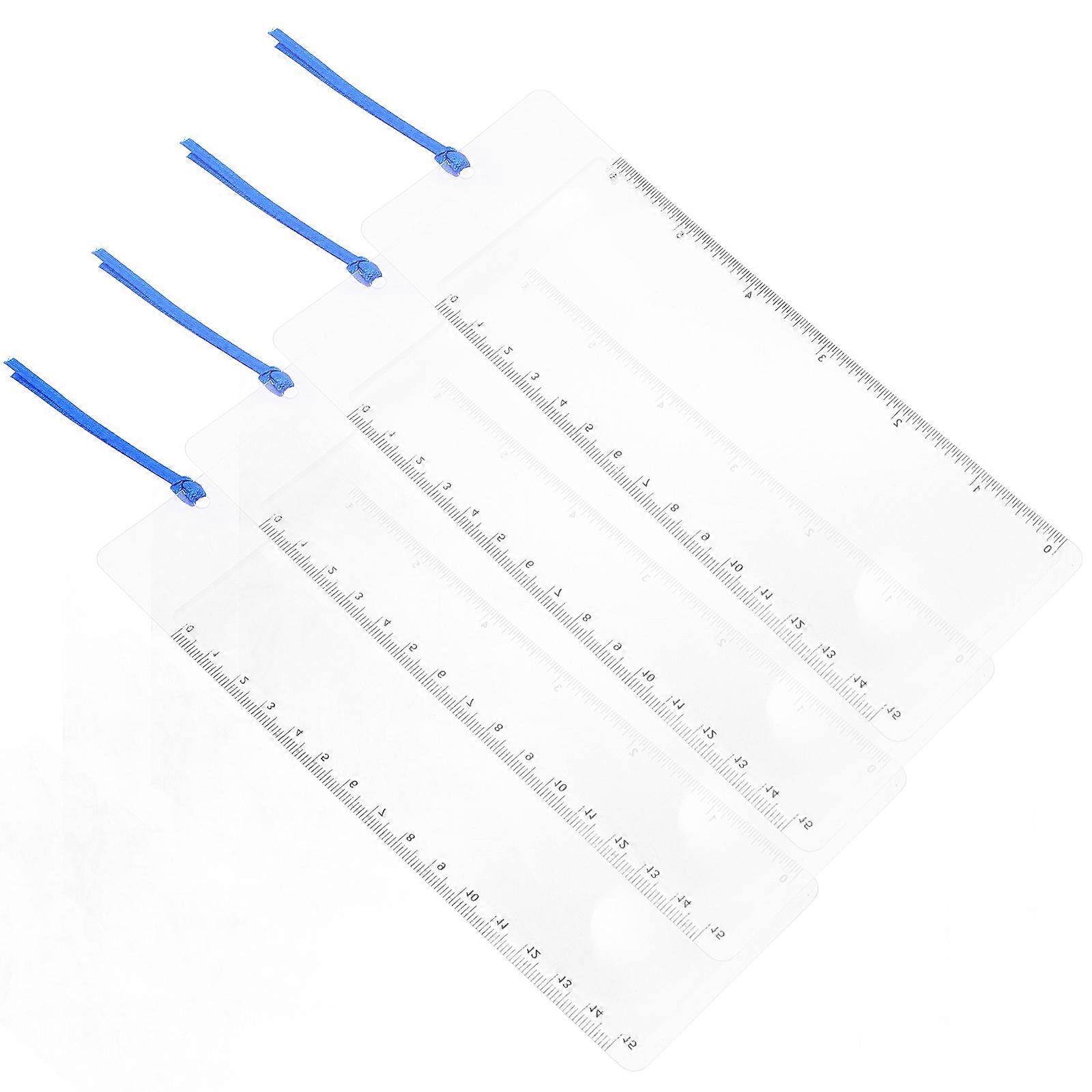 Fresnel Lens Bookmark Magnifier With Ruler On-the-go Reading And Quick Measurements Durable PVC Material Card-shaped 4Set
