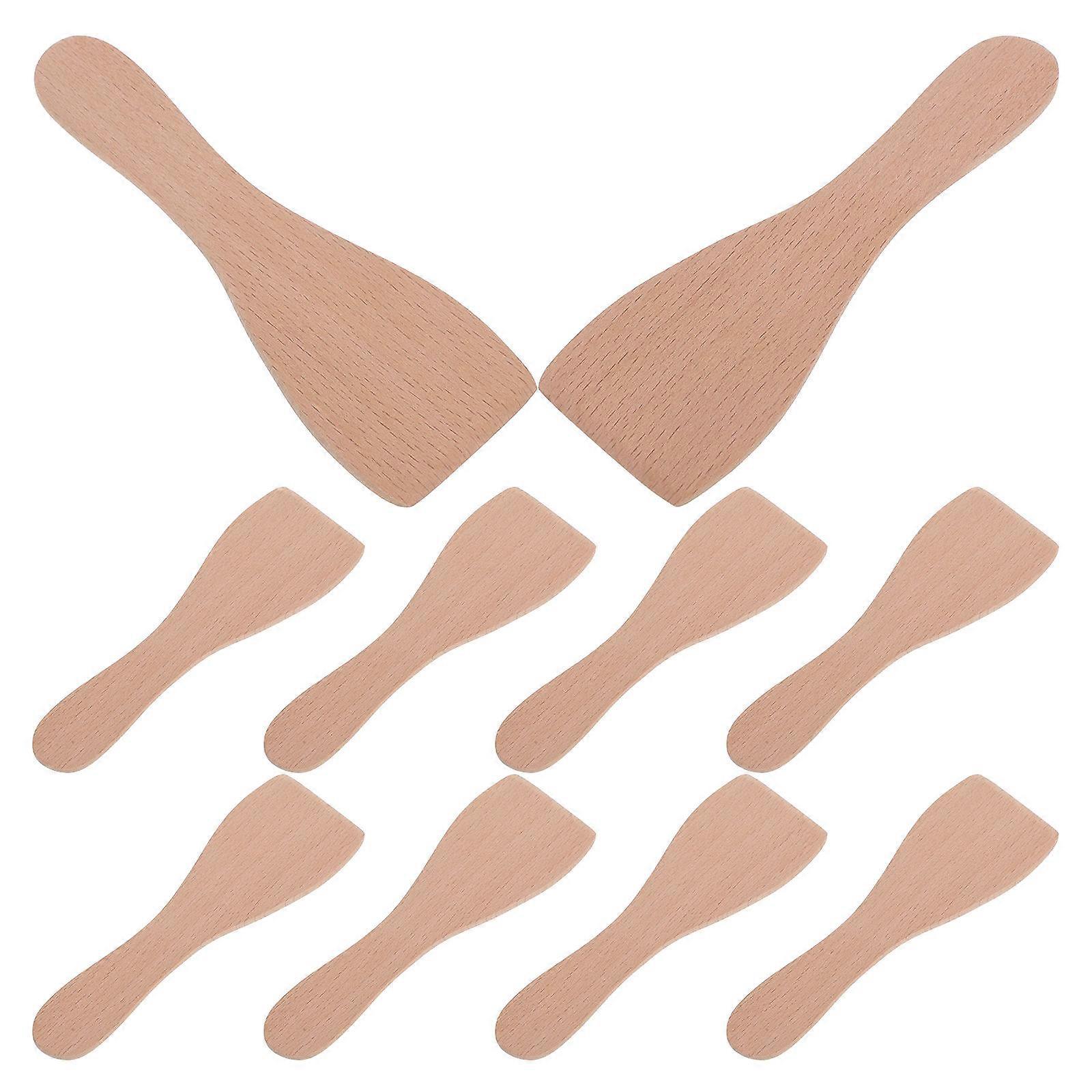Wood Pan Spatulas Small Straight for Cooking 50Pcs Baking Tools