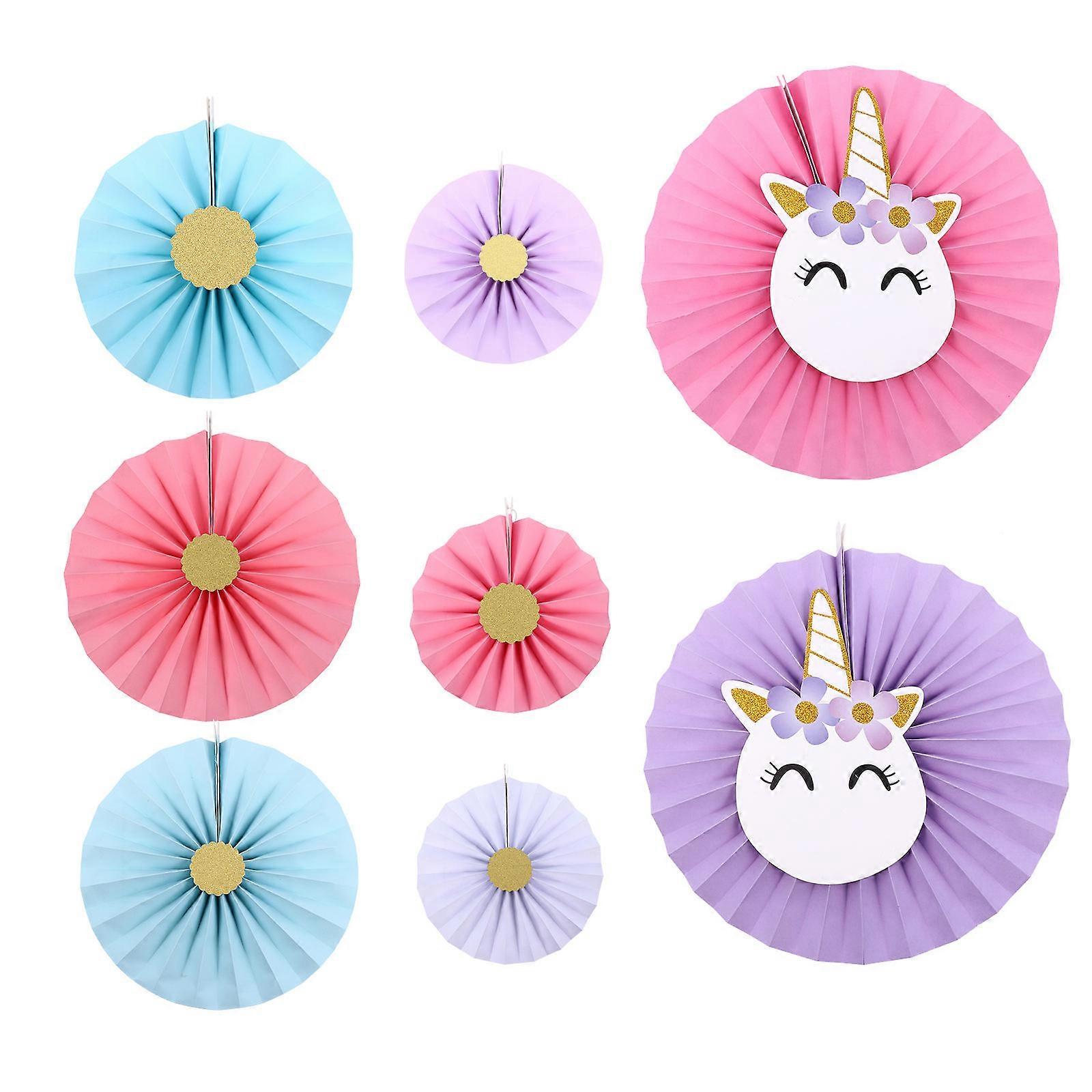 Assorted Color Party Paper Fans Ornaments for 24 Pieces