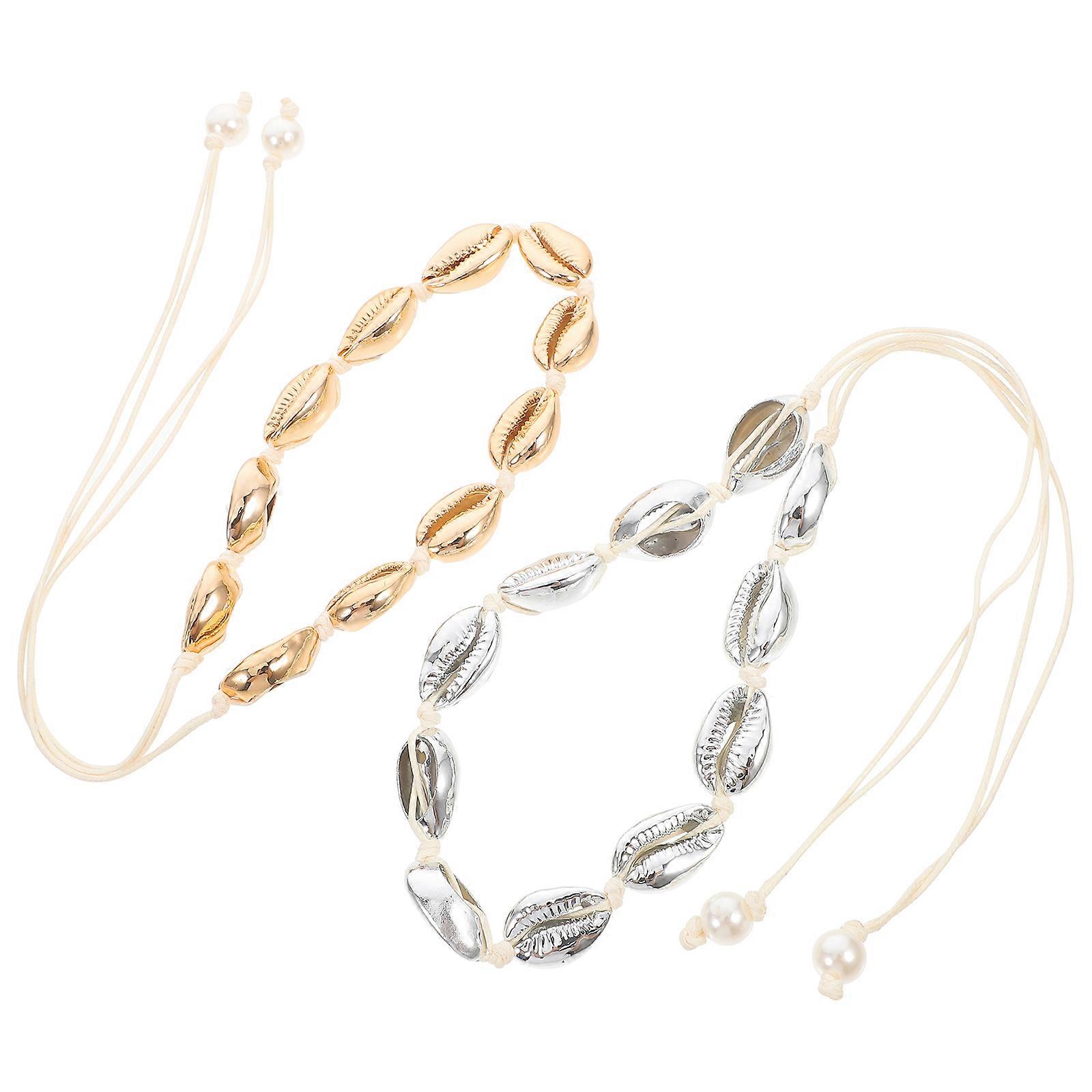 Alloy Shell Necklace for Women 6Pcs Adjustable Seashell Chocker Necklace