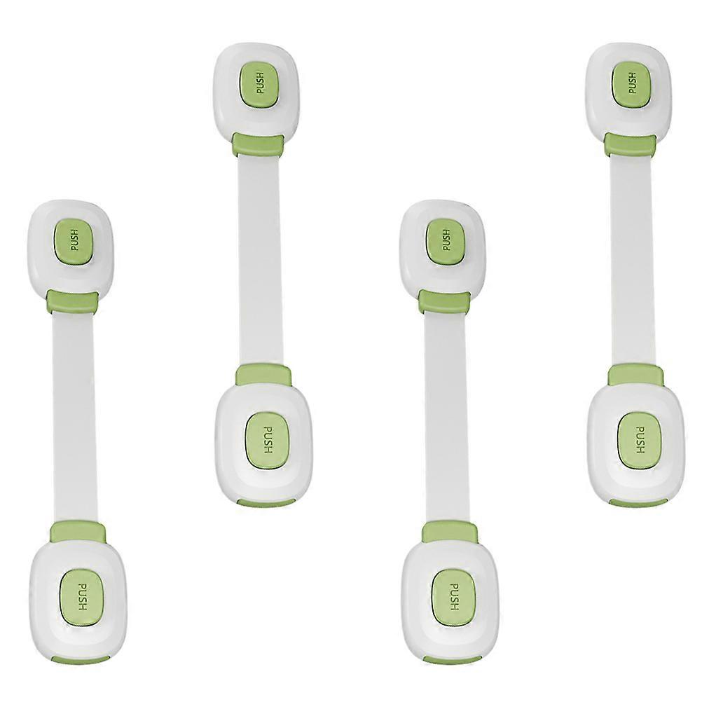 Childproof Doors Lock Green Safety Strap Locks Adhesive Backing 8Pcs