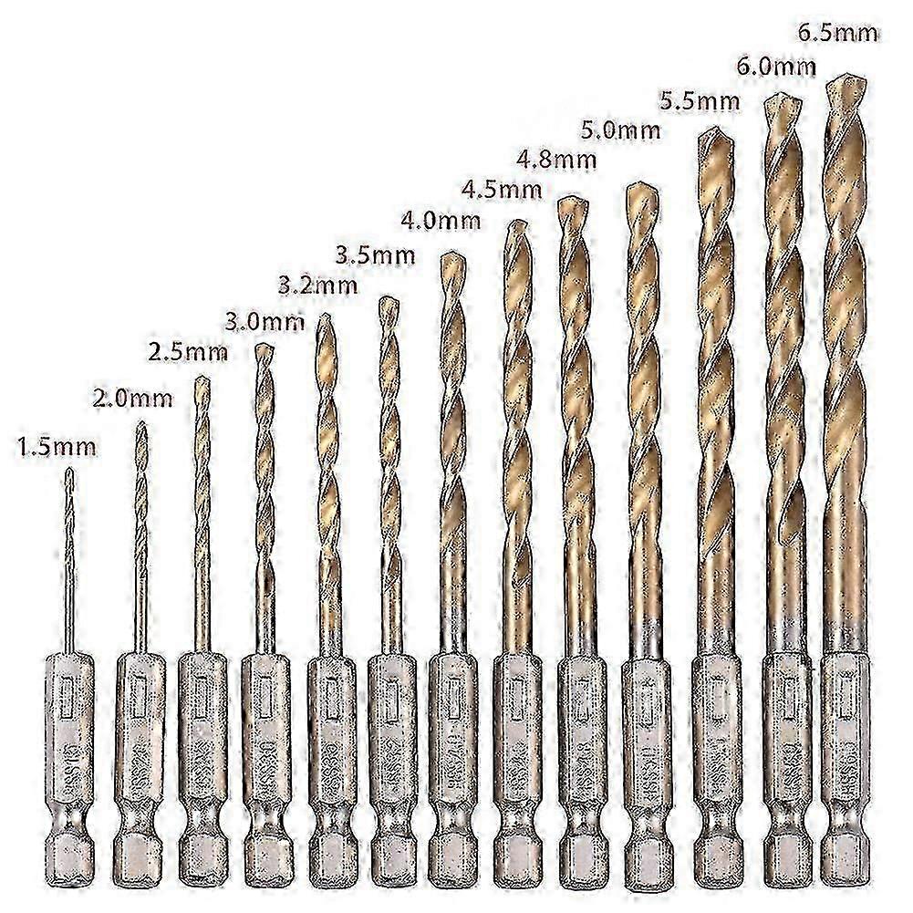 Titanium Coated HSS Drill Bit Set 13pcs Hex Shank for Versatile Drilling