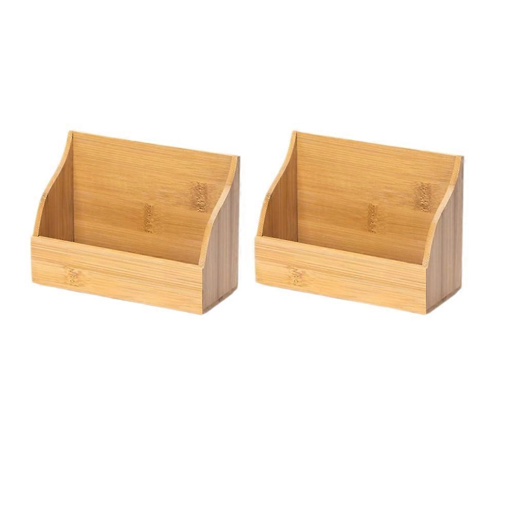 2 PCS Wood Index Card Holder 4x6 Index Card Display Stand Notecard Box Business Cards Organizer Post Cards Case