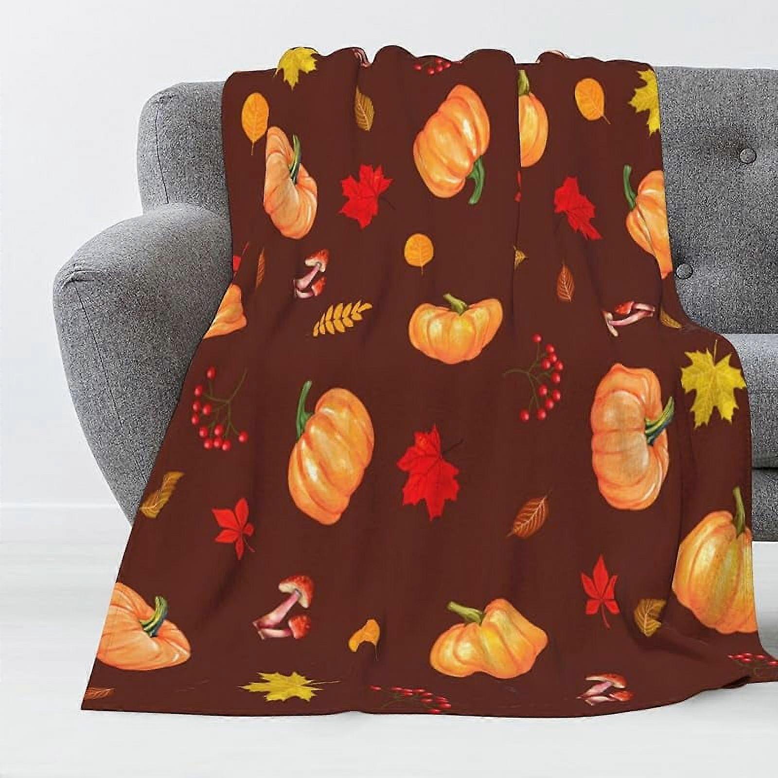 Flannel Happy Halloween Blanket, Various Pumpkin Grimace Design, Lightweight Cozy Soft Warm Plush Throw for Couch Sofa Bed, 50"x40"