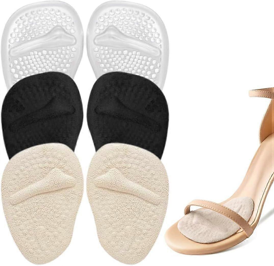 Comfort Insoles, 6 Pieces Forefoot Pads for High Heels and Sandals to Prevent Wear on the Front Arch of the Foot