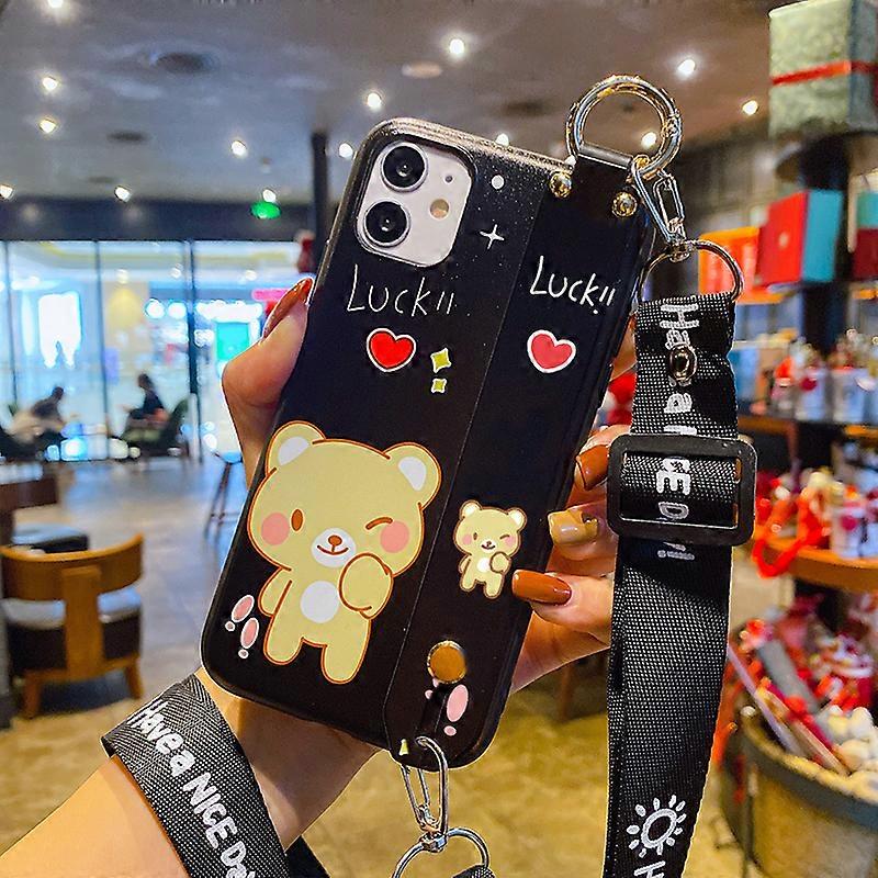Holder Case For Samsung Galaxy Note 20 10 8 9 S23 S8 S9 S10 5G S10E J4 J6 A6 S20 S21 A7 A8 Plus Cat panda Wrist Strap Case
