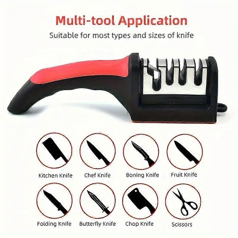 Kitchen 4-Segment Knife Sharpener Household Multi-Functional Hand-Held 4-Purpose Black Sharpening Stone