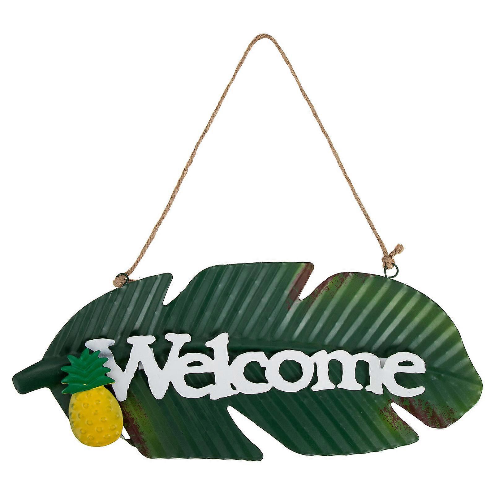 Iron Pendant Welcome Sign Leaf Design for Front Door 4Pcs Set