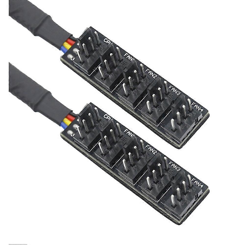 2pcs 5-Port PC 4-Pin PC PWM CPU Cooling Fan Splitter Hub Adapter Braided Cable PWM Fan Hub