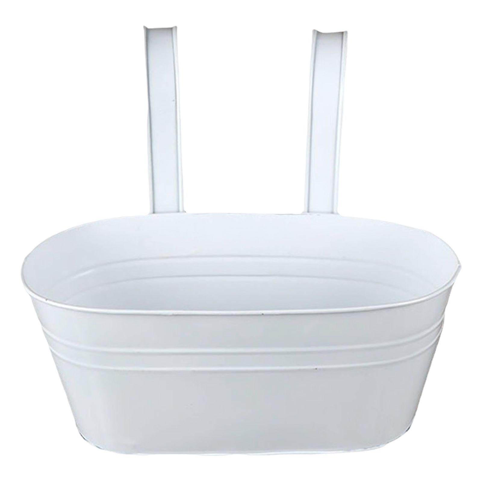 Jikaixiang Over Fence Planter Iron Hanging Flower Pot Railing Planter with Detachable Hooks for Home Garden Fence Deck Railing Terrace