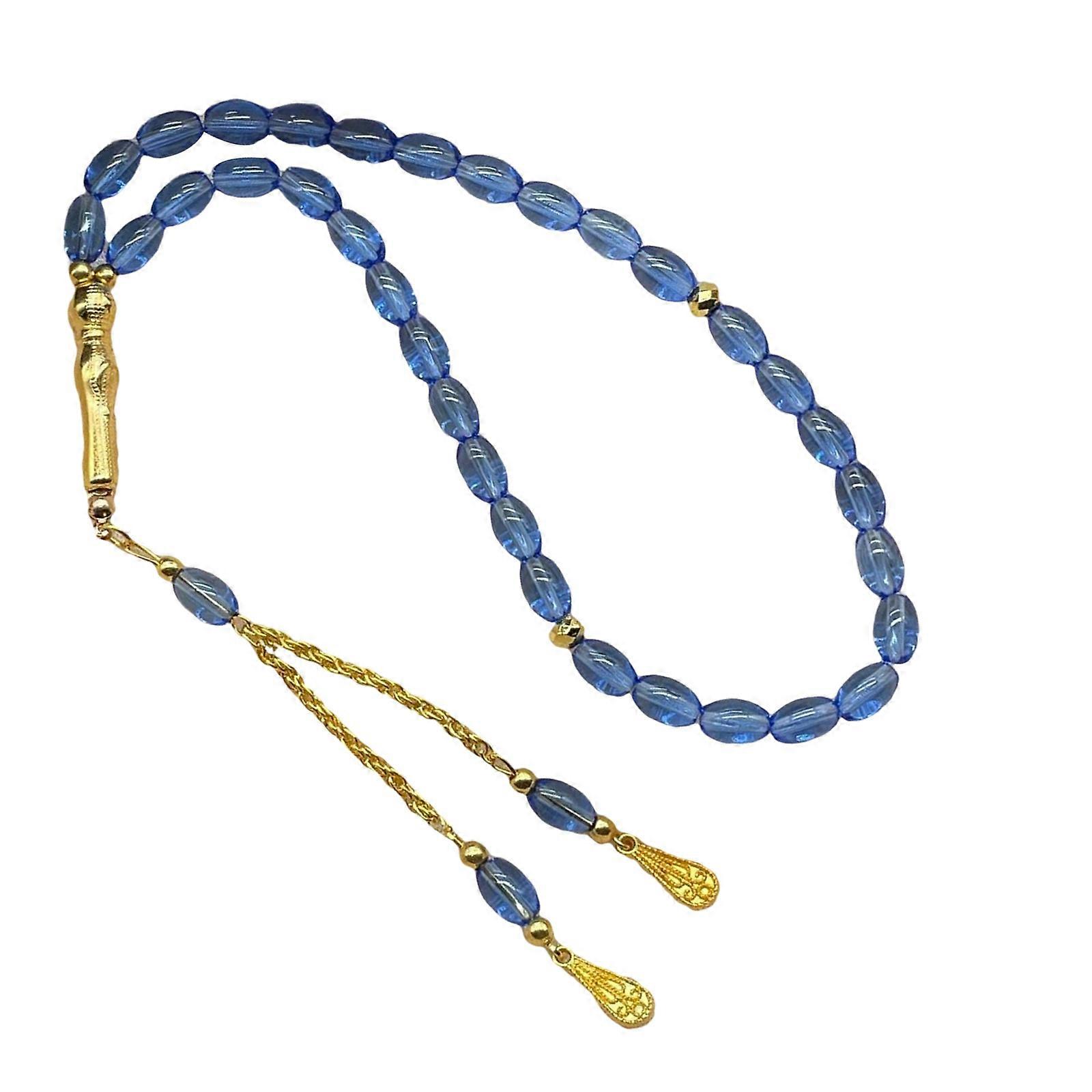 Classical Colored Muslims Prayer Beads Tasbih Misbaha Dhikr Beads With Gold Tassels Suitable For Meditation And Gifting  Transparent Blue