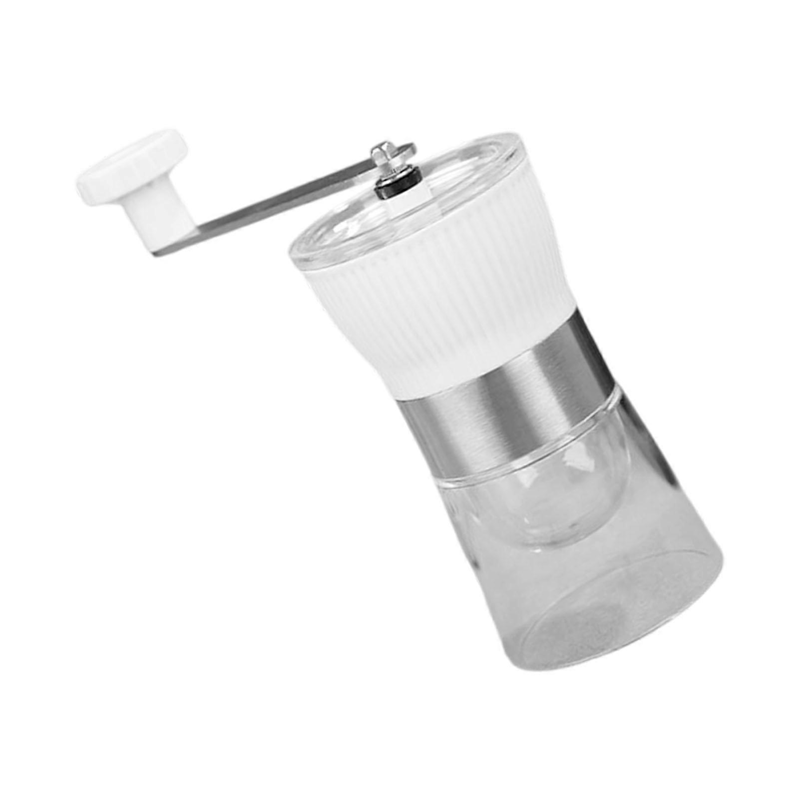 Manual Adjustable Coffee Mill With 160ml Removable Glass Jar Ceramic Grinding Construction  White