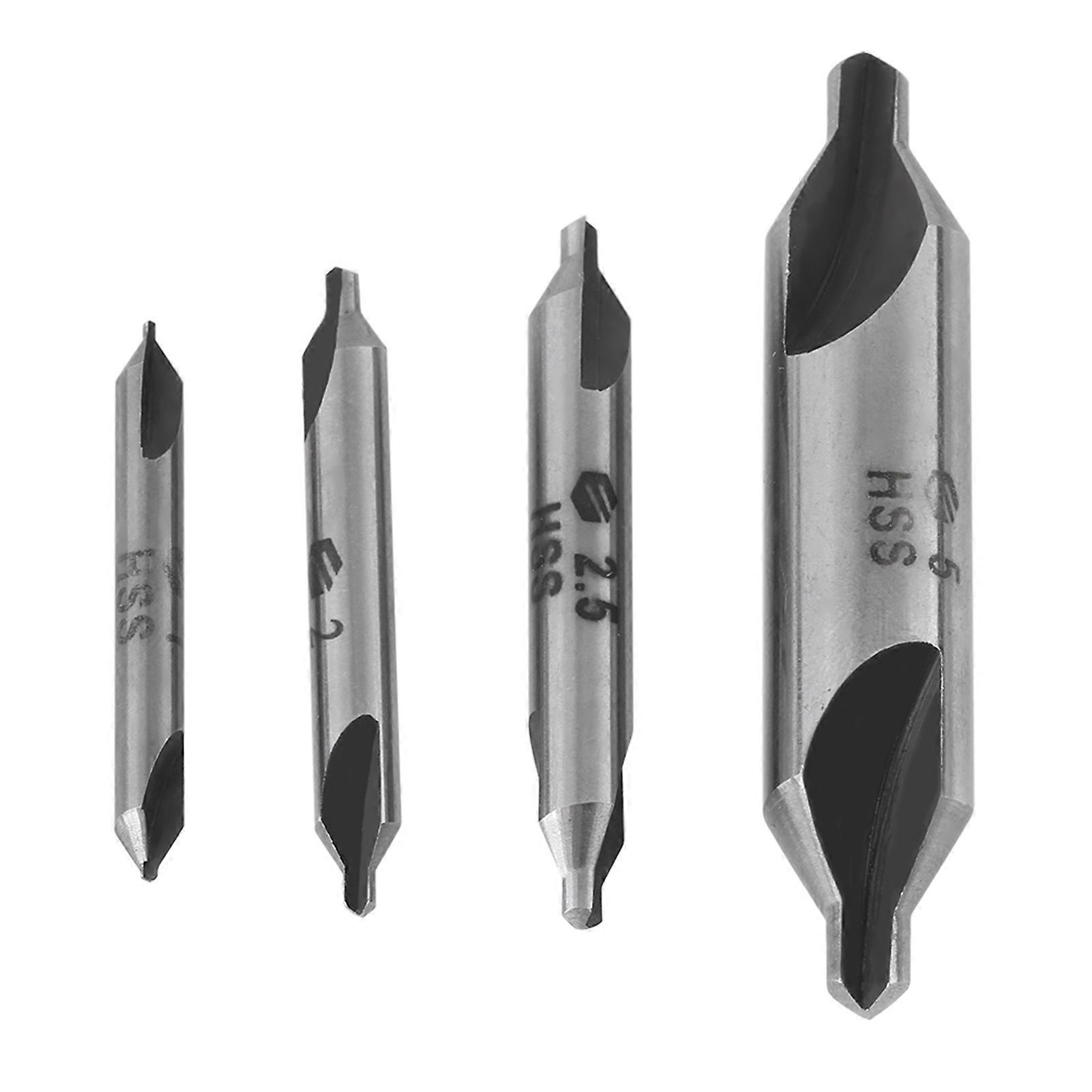 4pcs 1/2/2.5/5mm 60 Degree HSS Center Drill Bits Centering Drills Set